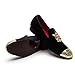 Men Genuine Leather Mens Metallic Textured Slip-on Glitter Loafers Shoes, Black/01, 9.5 US