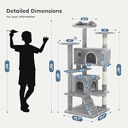 DUMOS 54-inch Indoor Cat Tree Tower –Multi-Level