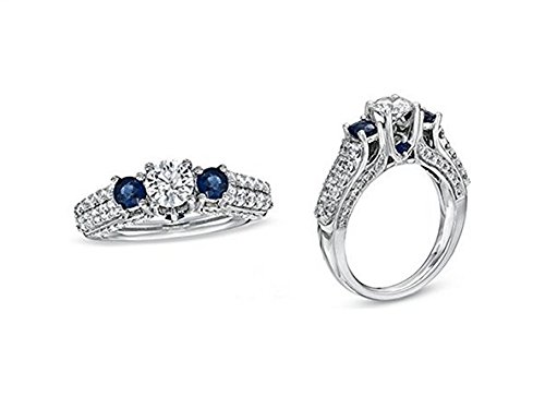 Love Collection Round Blue Cut 1.24ct Simulated Diamond 925 Sterling Silver Engagement Wedding Ring in All Sizes