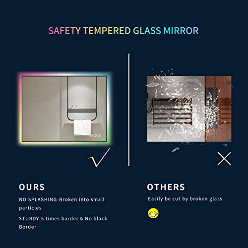 Amorho LED Bathroom Mirror with RGB Backlit, 20"x28" Color Changing Lighted Vanity Mirror for