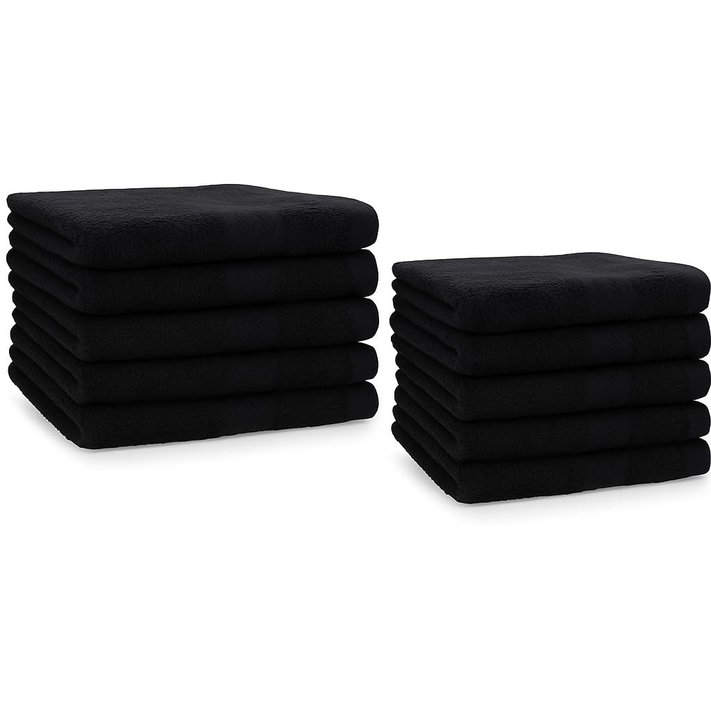 Betz PREMIUM Guest Towel Set - 10 Piece Face Towel Set - Hand Towel Set - Hand Towels - 30 x 50cm black