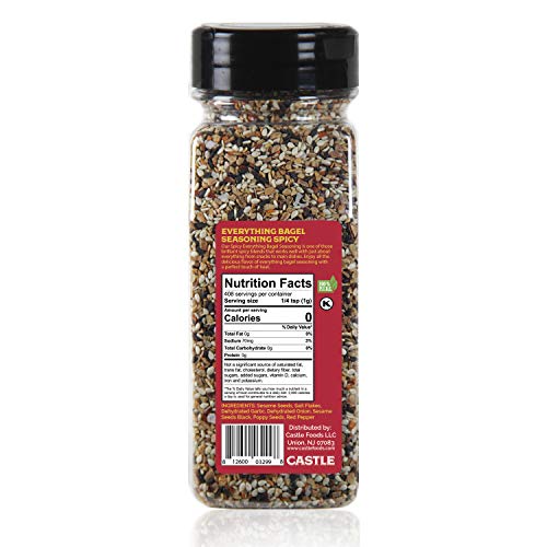 New - Spicy Everything Bagel Seasoning, XL 11.5 oz bottle, Premium Restaurant Quality, Multi Seasoning Shaker with Red Pepper, Sesame, Onion, Garlic, Poppy in Seasoning Spice Blend, Kosher