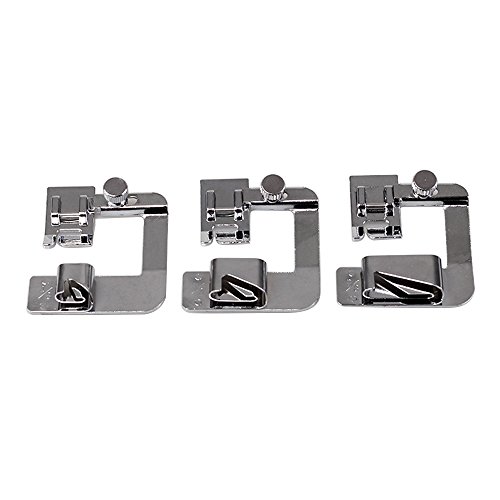3 Pcs (1/2  ,3/4  ,1  ) Sewing Presser Feet - Wide Rolled Hemmer Presser Foot Kit for Low Shank Sewing Machine, Singer, Baby Lock, Brother, Janome, etc. #81060