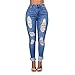 VICVIK Women Knee Skinny Denim Distressed Fashion Ripped Boyfriend Jeans (L)