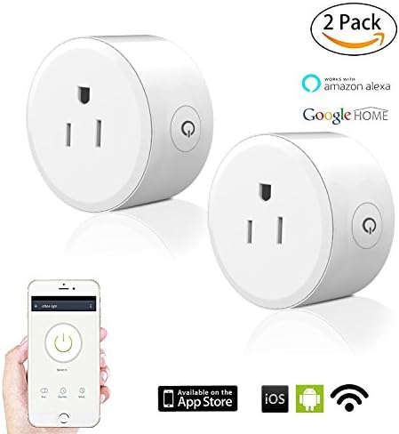WiFi Smart Plug Mini Outlet Compatible With Amazon Alexa Echo and Google Home Assistant Timing Function Remote Control from Anywhere, No Hub Required (2 Pack)