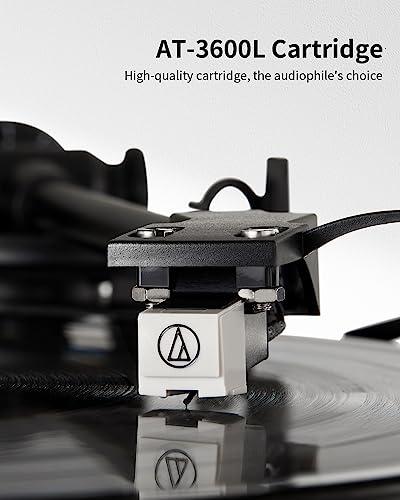 ANGELS HORN Vintage Bluetooth Vinyl Player with Dual Speakers, Phono Preamp and Magnetic Cartridge AT-3600L