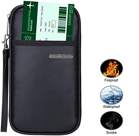 Travel Passport Wallet, RFID Blocking Fireproof Passport Wallet Family Passport Holder Credit Card Ticket Document Organizer Bag Luggage Tag Wallet