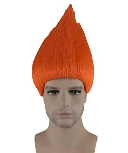 Troll Style Wig Elf Pixie Gnome Color ORANGE Adult HM-090