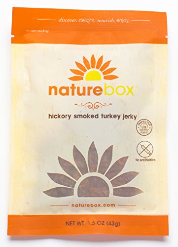 NatureBox Turkey Jerky Snack Packs Single Serve Bags (10 bags X 1.5 oz) - Hickory Smoked, All Natural…