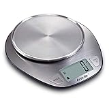 Letsfit Digital Kitchen Scale, Multifunction Food Scale and LCD Screen Display, Stainless Steel, Capacity Range from 0.1oz (1g) to 11lbs (5000g), Batteries Included