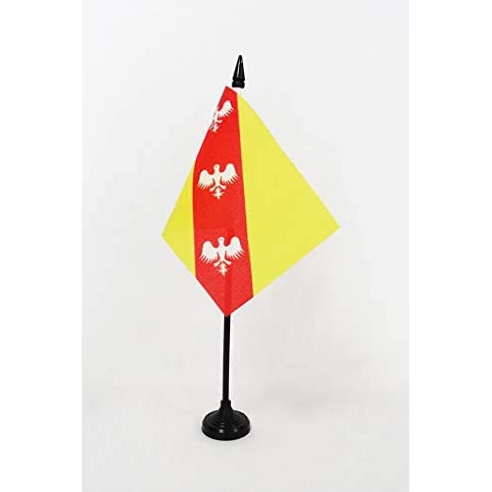 AZ FLAG - Lorraine-and-Barrois Table Flag 4'' x 6'' - Lorraine-et-Barrois Office Mini Banner 100% Polyester 15 x 10 cm - Mini Desk Flag with 10'' Pole and Black Plastic Base