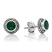 Women's 925 Sterling Silver Round Braided Gemstone Post Stud Earrings, 9mm, Green Gemstone