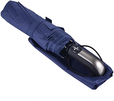 WNOSH Fashion Umbrella Portable Folding Compact Auto Open Close Business Car Rain Outdoor Travel Rain Sun Inverted Windproof Waterproof Double Canopy Construction UV Protection for Men Women (Blue)