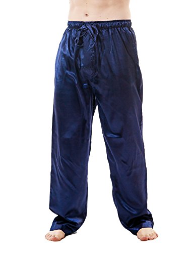 Up2date Fashion Men's Satin Lounge Pants (Medium, Navy)