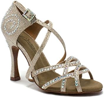 Aurora Professional Ballroom Latin Salsa Social Wedding Dance Shoes,Double-Layer Heel Tip,10cm/3.9" Heel