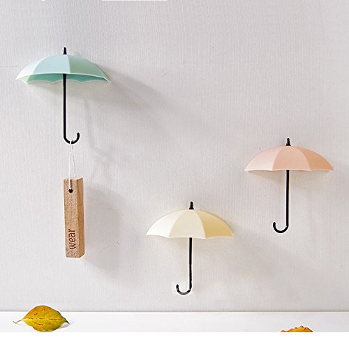 Buyworld 3pcs Creative Umbrella Shaped Storage Hook Free Nail