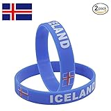 IDL World Cup Silicone Wristband, 2018 Russian World Cup Sports, Flag Bracelet | 2-Piece Set | 32 Countries Available | Unisex Design, Soft and Durable Wristbands, Non-Toxic (ICELAND)