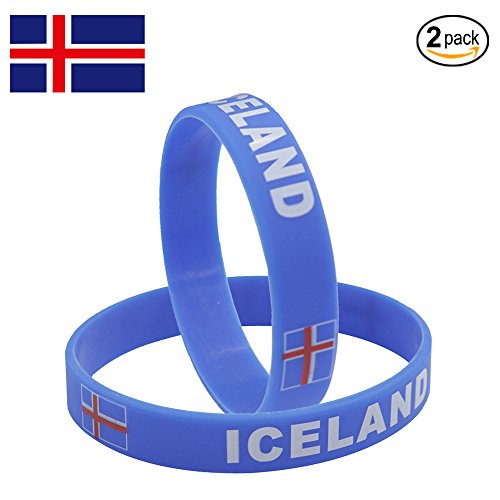 IDL Soccer Bracelet Silicone,Wroldcup Football Bands Custom Embossed Saying USA&National Flag,Perfect for Fitness, Basketball, CrossFit, Sports & Task (Band - ICELAND)