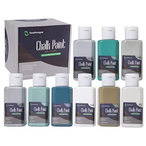 Smalltongue Chalk Furniture Paint Set, 9 Colors(4oz/120ml) Ultra Matte Finish Chalk Acrylic Craft Paint Set, Perfect for Wooden Furniture, Cabinet, Home Decor, For Beginner.