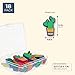 Paper Junkie 18-Pack Decorative Cactus Push Pin Thumb Tack, 6 Designs, 0.8 x 1.4 Inches