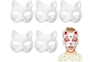 Yofuhope Cat Masks DIY White Paper Blank Hand Painted Face Masks for Women, Men and Kid Halloween Masquerade Mask Cosplay