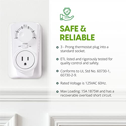 EconoHome Adjustable Thermostat Universal Plugin Heating & Cooling