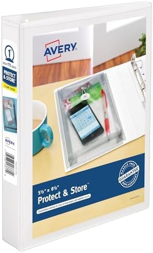 Avery Mini Protect and Store View 3 Ring Binder, 1 Inch Round Rings, 1 White Binder (23011) (Pack of 12) Image Avery Mini Protect and Store View 3 Ring Binder, 1 Inch Round Rings, 1 White Binder (23011) (Pack of 12) Image