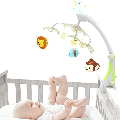 Growthpic foldable baby crib musical mobile with star p…