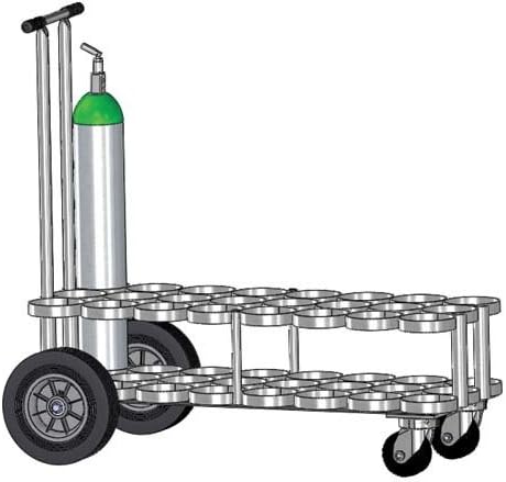 FWF Oxygen CART Holds UP to 24 (D OR E Style) CYLINDERS Diameter of 4.3" Made in USA