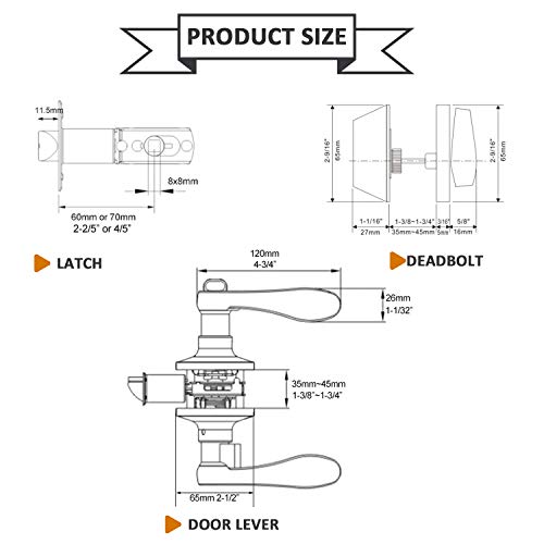 6 Pack Entry Lock with Single Cylinder Handleset Satin Nickel, Keyed Alike(Combo Pack), Wave Style Door Lever Lockset for Entrance Front Bed/Bath Doors