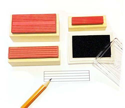 Music Staff Rubber Stamp Gift Pack. (3 Useful Rubber Stamps and Black Stamp Pad)