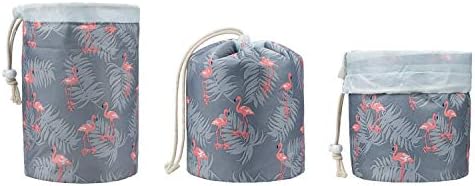 Hedume Set of 4 Travel Makeup Bags with 4 Small Zipper Jewellery Pocket and 4 Mini Transparent PVC Toiletry Pouch, Barrel Foldable Waterproof Cosmetic Organizer, Multifunctional Toiletry Bucket Bags 2 Hedume Set of 4 Travel Makeup Bags with 4 Small Zipper Jewellery Pocket and 4 Mini Transparent PVC Toiletry Pouch, Barrel Foldable Waterproof Cosmetic Organizer, Multifunctional Toiletry Bucket Bags