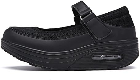 EnllerviiD Women Mary Jane Shoes Black Fitness Toning Walking Sneakers