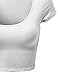Basic Solid Scoop Neck Slim Fit Short Sleeves Crop Tops White S