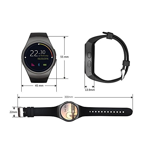 Evershop Smart Watch 1.5 inch IPS Touch Screen with SIM Card TF Card Slot - Smart Watches Smartwatch Phone with Sleep Monitor Heart Rate Monitor and Pedometer for iOS Android (Black)