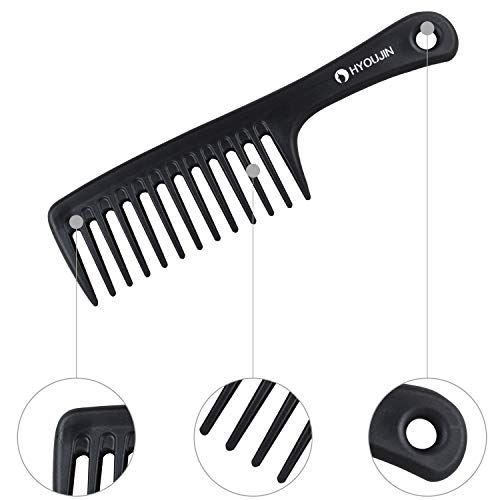 HYOUJIN Black Wide Tooth Comb Detangling Hair Brush,Paddle Hair Comb,Care Handgrip Comb-Best Styling Comb for Long Hair - Thumbnail 5