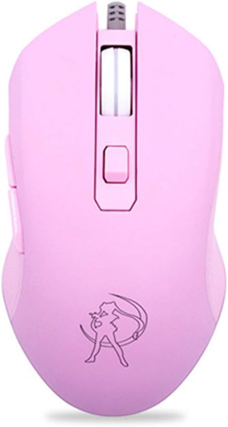 Gaming Mouse Silent Click, 7 Colors Backlit Optical Game Mice Ergonomic USB Wired with 2400 DPI and 6 Buttons 4 Shooting for PC Computer Laptop Desktop Mac (Pink)