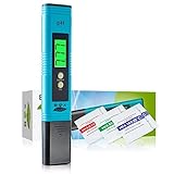 Digital Ph Meter for Water +3x set of Buffer Power +2 batteries included - Electronic Pen pH tester by BoxParadise with Auto Calibration, Carry Case, Manual - Lightweight - 1 year Guarantee - Azure