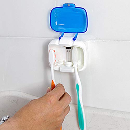 INLAR Wall Mounted Toothbrush Holder with Sanitizer UV Light,Baterial Cleaner,Toothbrush Holder Baterry-Operated for Family, Kids, Electric Toothbrush(Blue)