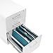 Poppin Stow 3-Drawer Rolling File Cabinet - White + Light Gray. 2 Utility Drawers and 1 Hanging File Drawer. Two Locking and Two Non-Locking Wheels. Powder-Coated Steel. Two Keys Included