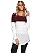 Sherosa Women's Casual Wear Striped Tops Crew Neck Back Lace Shirts (Wine Red,XL) …