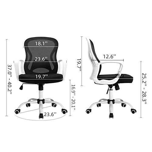 BERLMAN Ergonomic Mid Back Mesh Office Chair Adjustable Height Desk Chair Swivel Chair Computer Chair with Armrest Lumbar Support