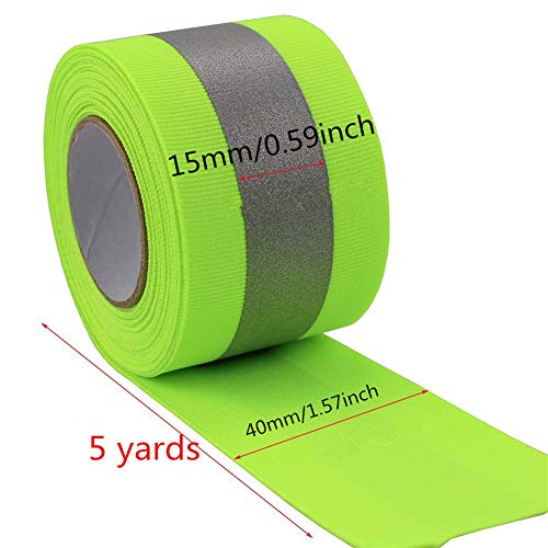 High Visibility Reflective Fabric Ribbon for Cothing Safety Fabric Gear Webbing Trim Strip 4cm/1.57" (Orange, 10 Yards)