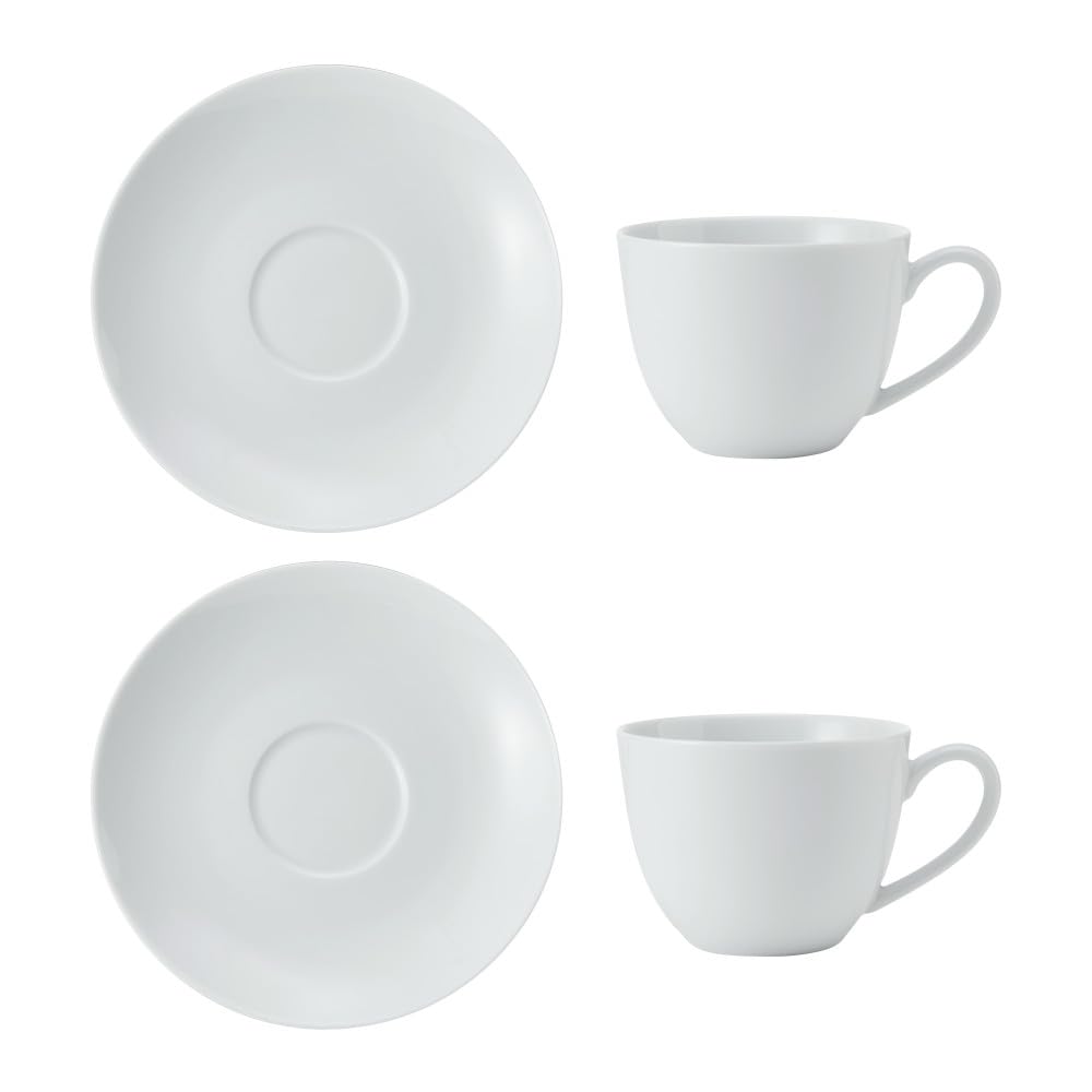 MIKASA Chalk 2pc Porcelain Cappuccino Cup & Saucer Set, 310ml, Gift Boxed, White