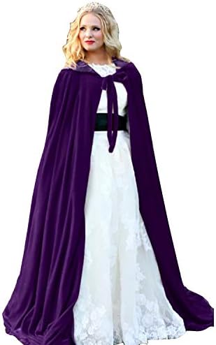 Burgundy Womens Wraps Elegant Velvet Hooded Wedding Cloak Winter Long Cape