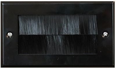 electrosmart Black Double Gang Brush Strip Wall Plate Cable Tidy for TVs