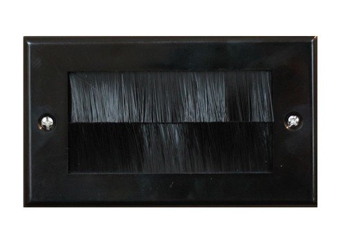 Black Double Gang Brush Strip Wallplate/Wall Plate/Faceplate Cable Tidy by electrosmart for Wall Mounted Plasma TV etc