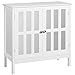 Yaheetech Floor Storage Cabinet with Glass Door and Storage Shelf, Wooden Console Table Display Storage Organizer Sideboard Buffet for Kitchen/Dining Room/Entryway/Bathroom, Accent Furniture White