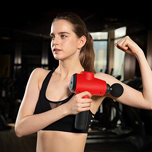 MASWATER Quiet Multifuncitonal Muscle Massage Gun-Handhold Deep Tissue Percussion Massager with 6 Type Massage Heads for Deep Muscle Tension Relief with Simple Operation