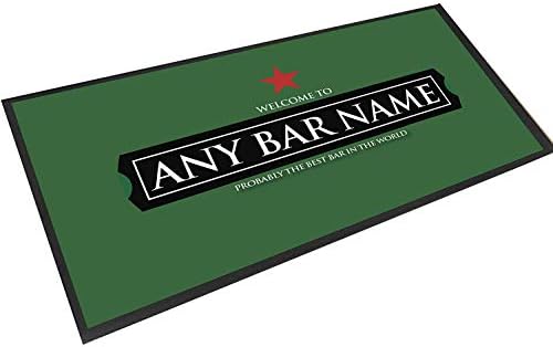Artylicious Personalised red Star, Green Beer mat bar Runner Counter mat